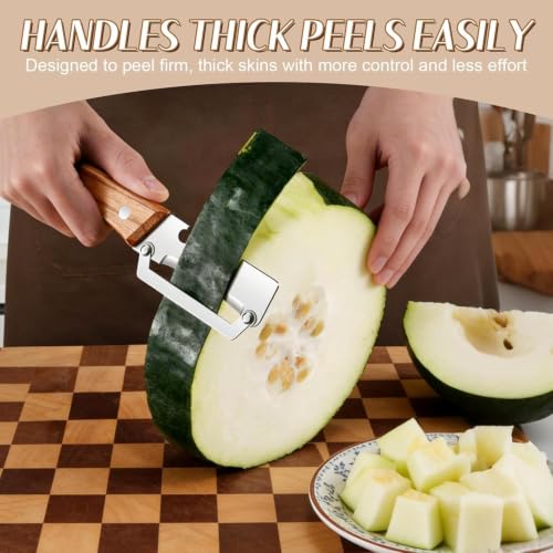 Image of 3 in 1 Vegetable Peeler with Julienne Cutter & Bottle Opener, Stainless Steel Ultra Sharp Blade, Multifunction Fruit and Vegetable Peeler, Wooden Handle Kitchen Tool