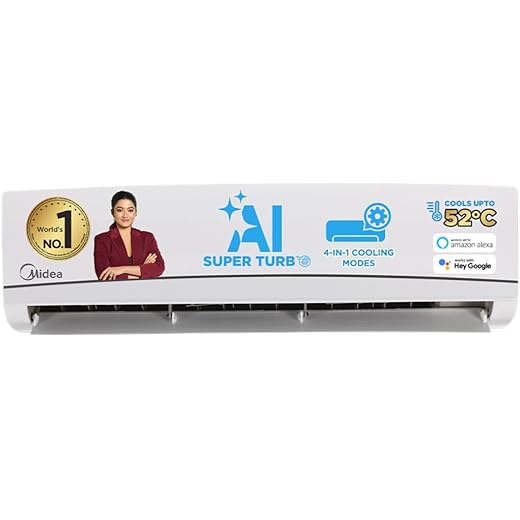 Midea 15 Ton 3 Star AI Smart Wi Fi Inverter Split AC 100