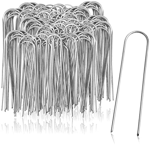 com-four® Anclajes de Suelo 200x de Acero Revestido - Piquetas de Suelo robustas para Sujetar vellones y láminas de Malas Hierbas - Anclajes de Suelo para jardín y Camping (200 Piezas - 150x25x3mm)