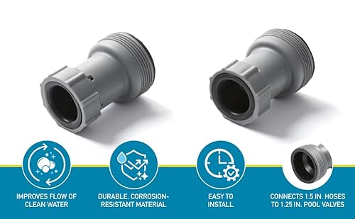 Bestway Flowclear Schlauchadapter für 38mm-Schläuche auf 32mm-Anschlüsse, Doppelpack, Grau