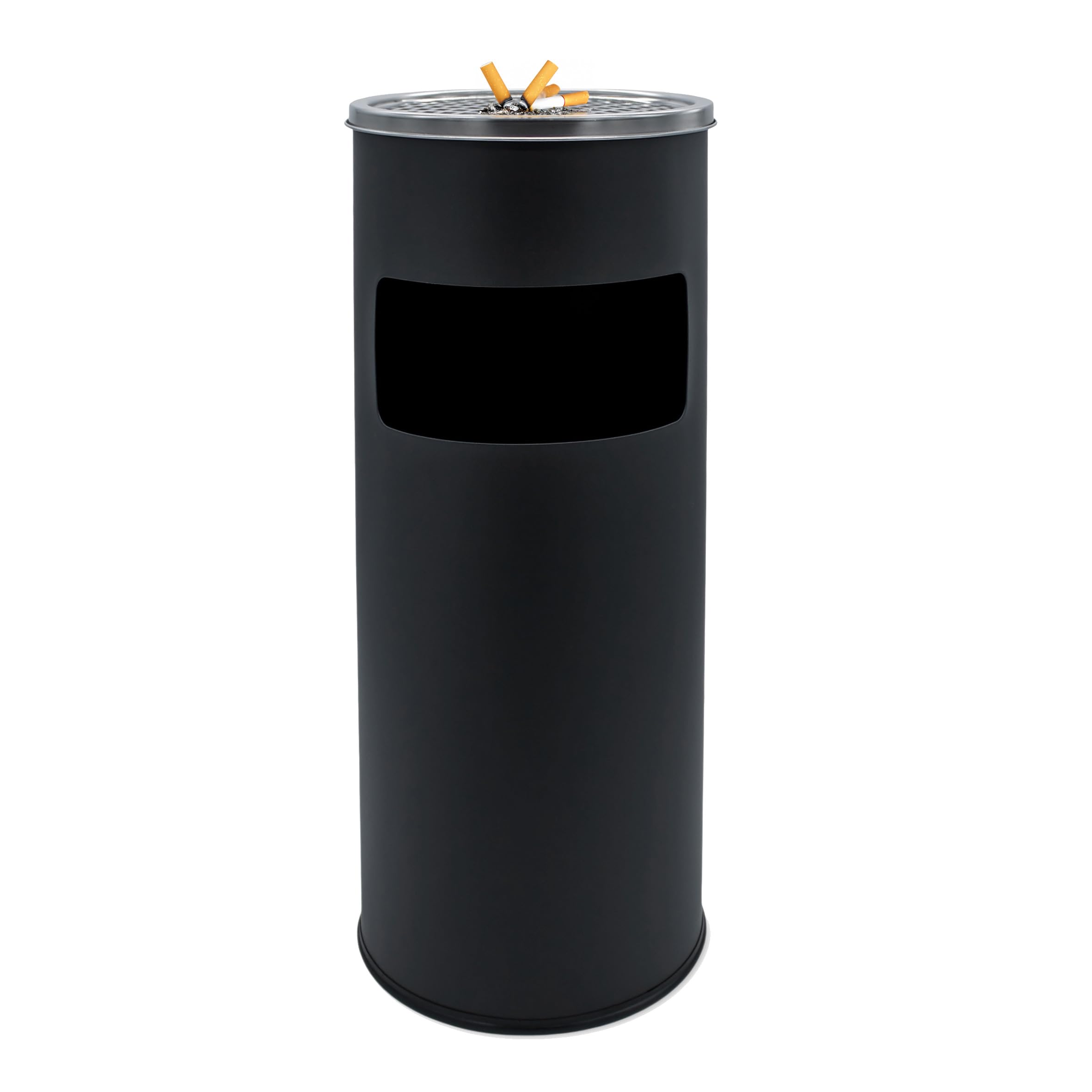 Posacenere in acciaio inox nero per esterni – 60 x 25 cm – Posacenere in metallo per esterni autoportante con pattumiera – Outdoor Stand posacenere con inserto per cenere e pattumiera