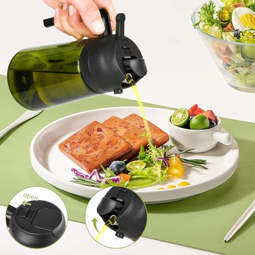 Image of Kitchen Maiden 2 In 1 Oil Dispenser, Kitchenmaiden 2-in-1 Oil Dispenser and Oil Sprayer,16 oz Olive Oil Dispenser Bottle, Olive Oil Dispenser & Oil Sprayer For Kitchen