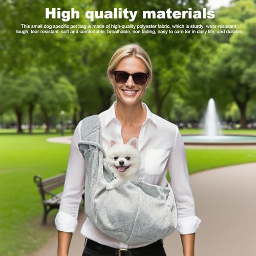 LINTRA Grau Hunde Umhängetasche, Polyester Hundetragetuch, Maximales Traggewicht 7,5 kg, Hunde Tragetuch, Bauchtragetasche Hund, für Spaziergänge und Outdoor Aktivitäten