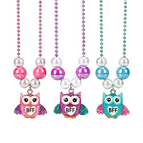 SkyWiseWin Friendship Necklace for Girls, 3 Pack Cute Colorful BFF Necklace Set