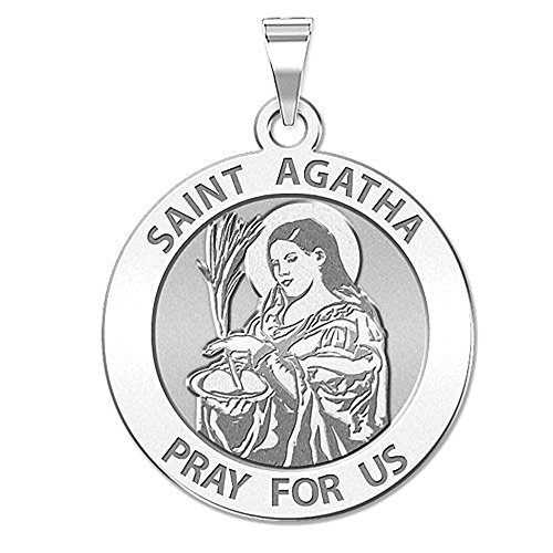 PicturesOnGold.com Saint Agatha Religious Medal - 3/4 Inch Size of a Nickel -Sterling Silver