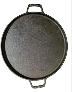 Frigideira de Ferro Fundido com Alças Duplas, 35 cm, Preta, para Cozinha (Diâmetro 30 cm)
