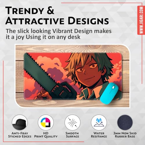 Image of Anime Theme Printed XL Extended Stich Edge Mousead | Smooth Surface Gaming Mousepad with Anti-Slip Rubber Base | 3mm Thick - 11 x 23 Inch ((P98))