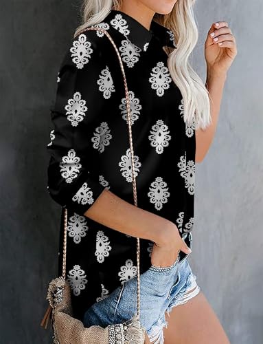 Image of Magritta Women's Shirts Fashion Casual Loose Fit Long Sleeve Button Down Lightweight Collared Blouse Tops