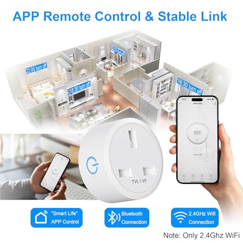 Smart Plug, TVLIVE 2 Pack Smart Plugs that Work with Alexa (Echo, Echo Dot), Google Home Voice Control, Energy Monitoring, Remote Control, Timer & Schedule, smart wifi plug socket UK, No Hub Required - Image 4