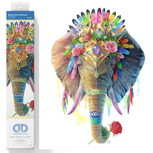 DIAMOND DOTZ Bohemian Elephant Diamond Painting Kits for Adults - Diamond Art Kits a Relaxing Creative Craft Kit with Dotz Gems 16.1x20.1