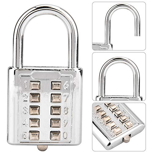 Image of Padlock - 10 Button Combination Padlock Lock Tactile Digital Lock Password Padlock Blind Button Padlock for Gym, Sports, Toolbox