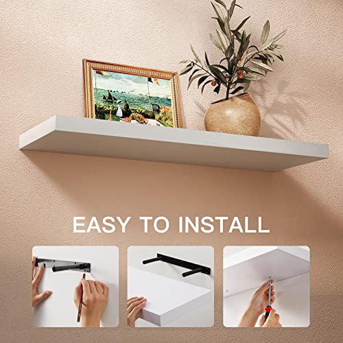 Amada Homefurnishing Floating Shelves Large, 24 X 9 Inch Wall Shelves For Bathroom, Bedroom, Kitchen, Shelves For Wall Decor Set Of 2, White - Amfs06 #TOP6