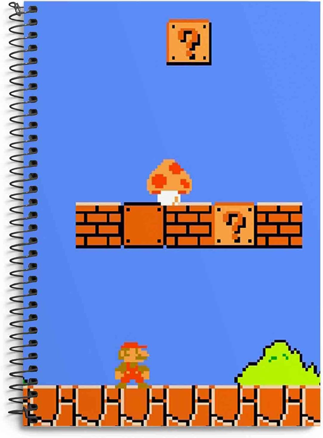 STARCANDY Old Mario Video Game Classic Design A5 Size Notebook Spiral Diary Ruled (80GSM, 180 Ruled Pages, Multicolour)