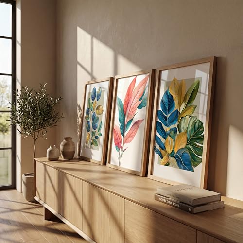 Image of NoWorries Modern Anime Wall Art Frame Paintings 300 GSM Premium Prints | Cool, Anime Character Print & Typography Frames | HD Quality Stylish Wall Paintings Home Decor for Living Room, Office & Bedroom | Wooden Finish Wall Art Frames (Set of-3) (NATURAL, ART-7, 10X13INCHES)