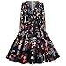 Blingko Kleider Damen Mode Kostüm Kürbis Muster 1950er Jahre Hausfrau Rundhals Langarm Lässigmit Halloween Print Kleid Reißverschluss Party Abendkleid Cosplay Karneval Festival Halloween Kostüm