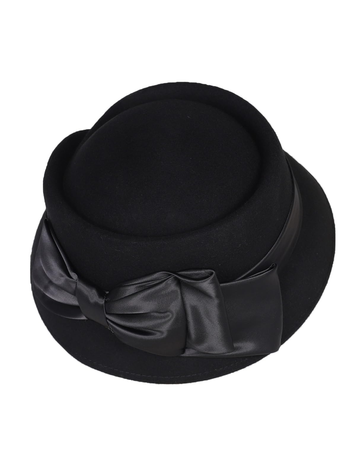 Bombetta Donna Elegante Cappello Fedora in Feltro di Lana | Con nastro Bowknot Cappellino cloche da matrimonio formale in chiesa Cappellino da donna for cocktail tea party