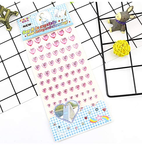 EDFOOD-AE1Pc Stiker Hati Dekorasi Berlian Kristal Batu Stiker Lembar Kreatif Anak-Anak Diy Kerajinan Seni Bahan Mainan Untuk Anak Gyh (Pink)