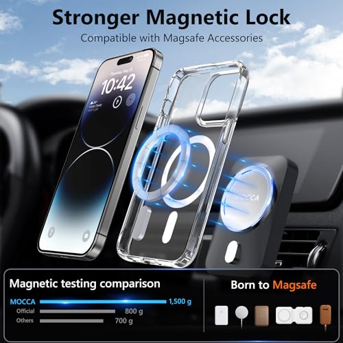 Image of MOCCA Strong Magnetic for iPhone 14 Pro Case Clear, [Non-Yellowing][Compatible with Magsafe][Military Drop Protection] Slim Shockproof Protective Phone Case for iPhone 14 Pro Phone Case 6.1 inch,Clear