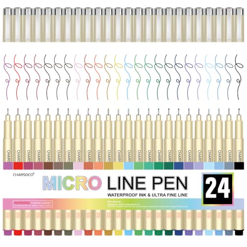Image of 05 Micro Pen, Waterproof Archival Ink, 0.48mm Fineliner Ink Pens for Artist Illustration, Sketching, Anime, Manga, Technical Drawing and Scrapbooking, Fine Point Pen with 24 Colors