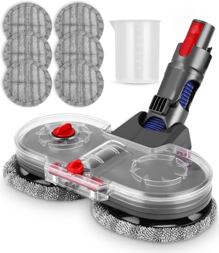 Wischaufsatz für Dyson elektrisch für V7/V8/V10/V11/V15 Staubsauge Wischmopp Aufsatz mit abnehmbaren Wassertank Füllbehälter und 6 Waschbare Mopps Nass und Trockensauger alle Böden