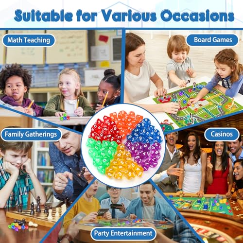 Lociban Polyedrische Würfel Set, 60 Stück Dice, 10 Seitige Bunt Würfel, D10 Spielwürfel für DND RPG MTG Tischspiele