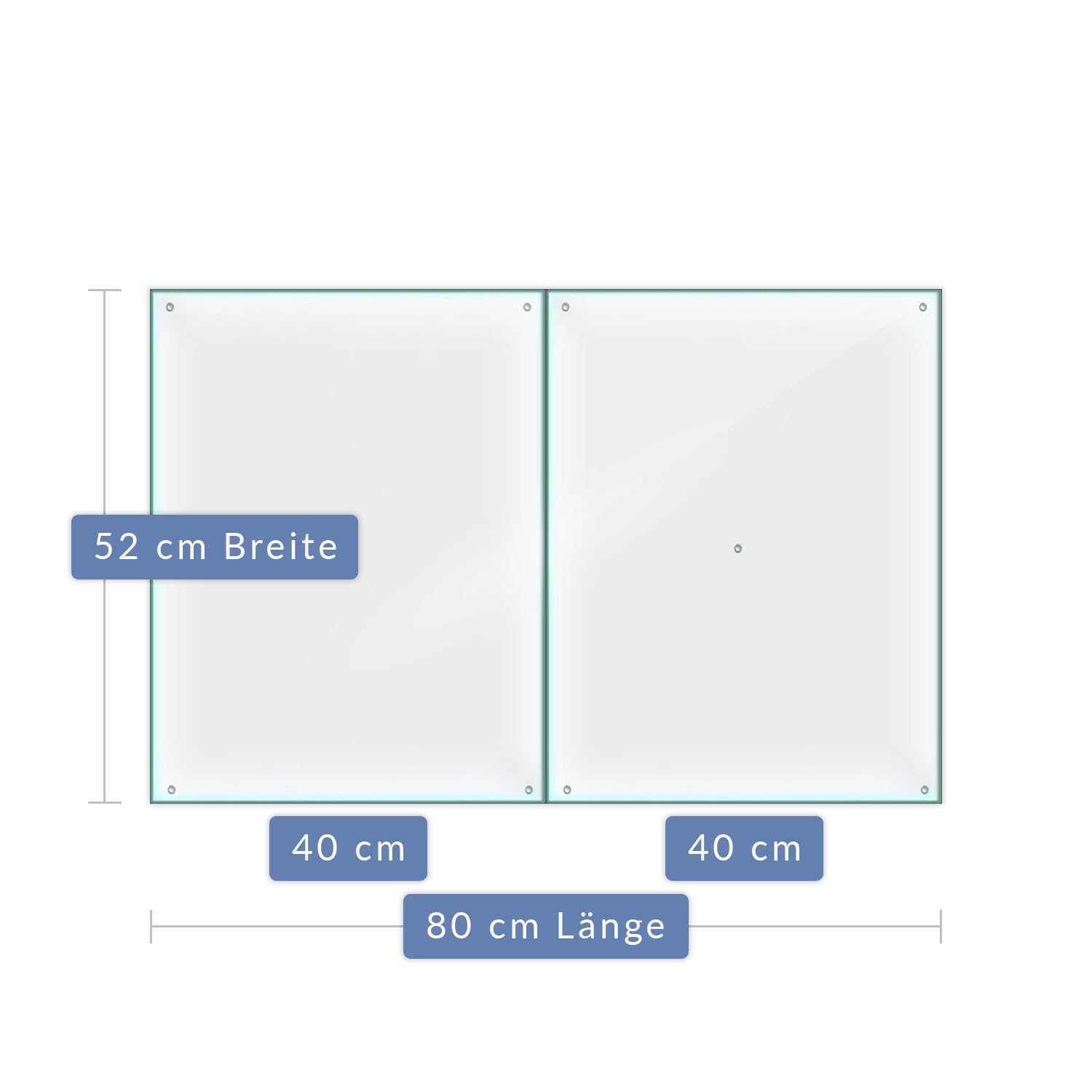 Herdabdeckplatte Abdeckung Ceranfeld Abdeckplatte Schneidebrett 2-Teilig 80x52 Durchsichtig Spritzschutz Glasplatte Ceranfeldabdeckung Schutz Herdschutz Sicherheitsglas Glasschneidebrett 2x40x52