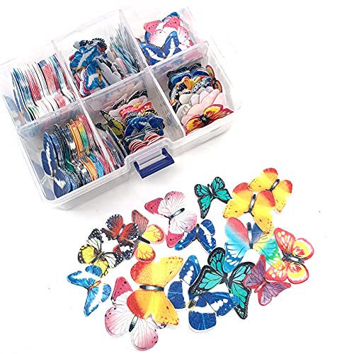 GEORLD 320pcs Edible Cupcake Topper Butterflies Wafer Paper Cake Topper Decoration