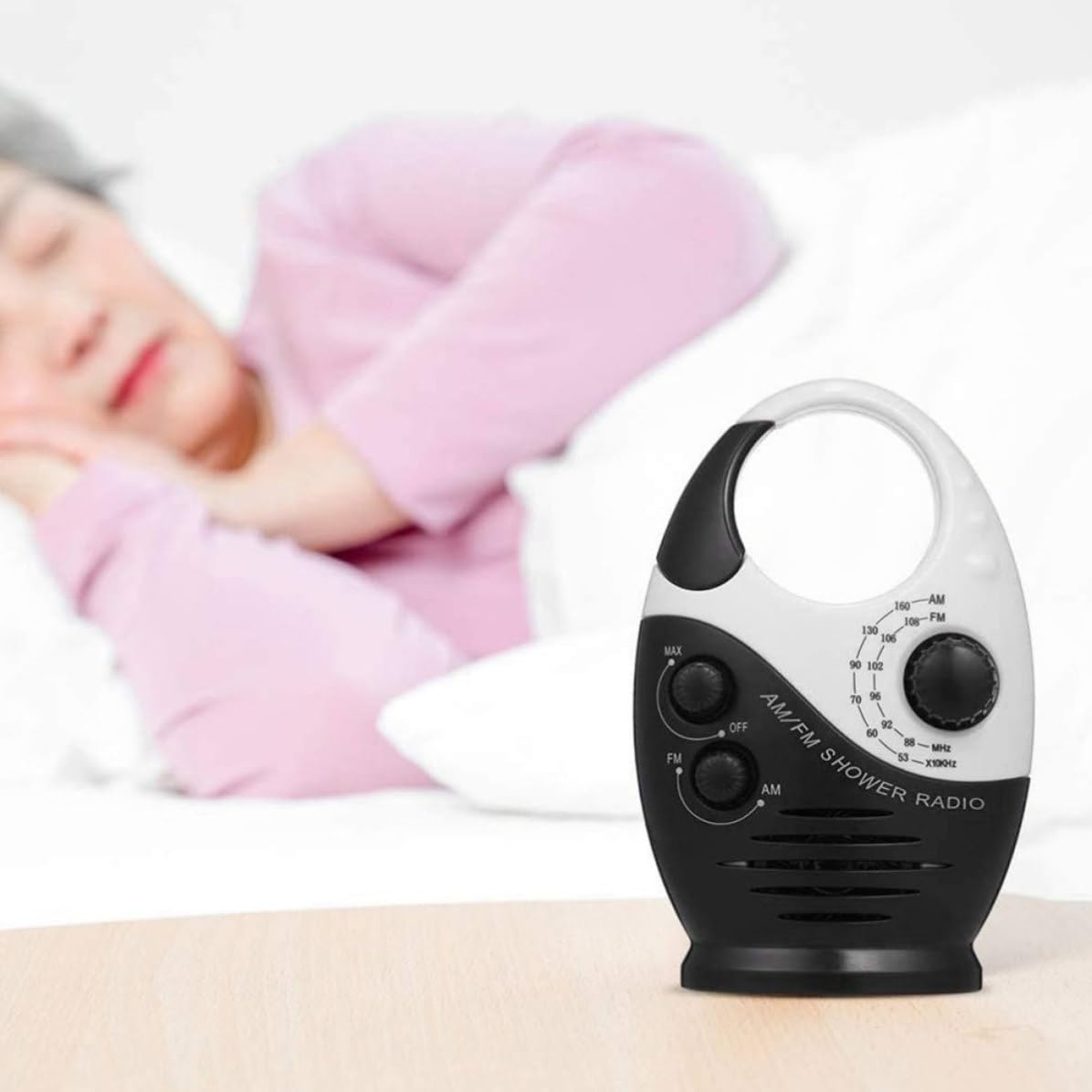 BESTYASH Radio de Ducha Portátil con Gancho de Plástico para Camping y Aventuras al Aire Libre, Sintonizador Am/FM Fácil de Colgar