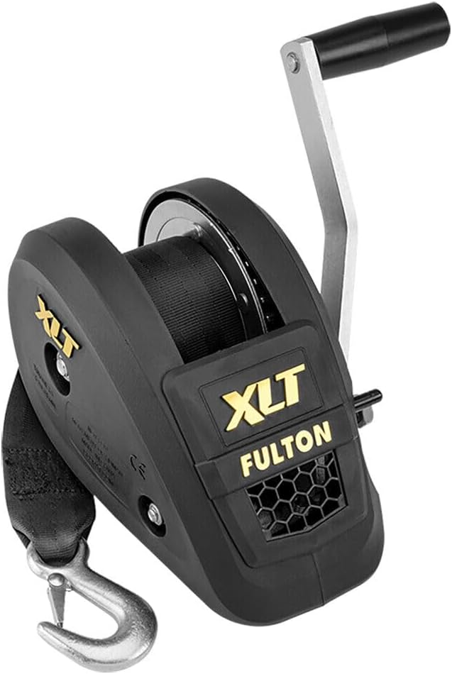 Fulton142311 XLT Boat Trailer Winch with 20 Foot Winch Strap with Hook, 1,500 lbs. Capacity, Single-Speed Hand Crank Winch, 8 Inch Handle