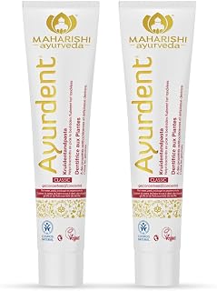 Ayurdent Classic Toothpaste | Unique Saliva Balancing Formula | For Toothache, Bleeding Gums, Sensitivity, Cavities, Plaque & Bad breath | Non Foaming, SLS & Fluoride Free Pack of 2