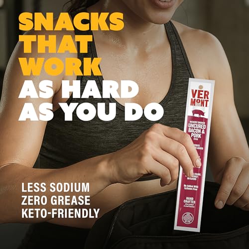 Vermont Smoke & Cure - Hickory Smoked Uncured Bacon Pork Sticks - Meat Protein Snack - Portable Healthier Meat Snack for Adults & Kids - 1oz Protein Snack - 24 Count - image 4