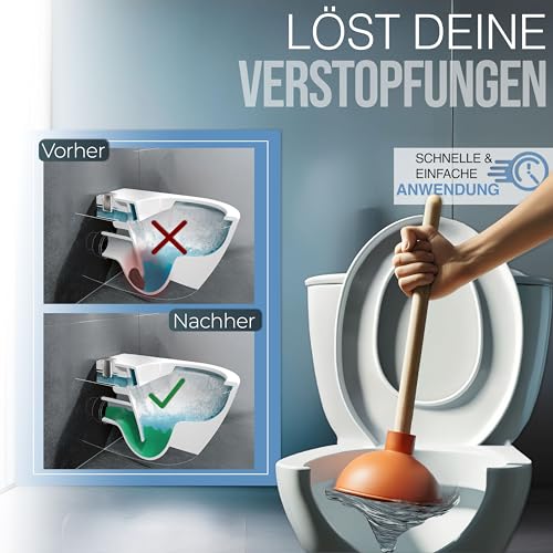 Der Pömpel I Saugglocke Abfluss 140mm groß, Pümpel I Perfekter Abflussreiniger für Dusche, Toilette, Badewanne oder Waschbecken in Top Handwerksqualität Made in Germany von aquabook