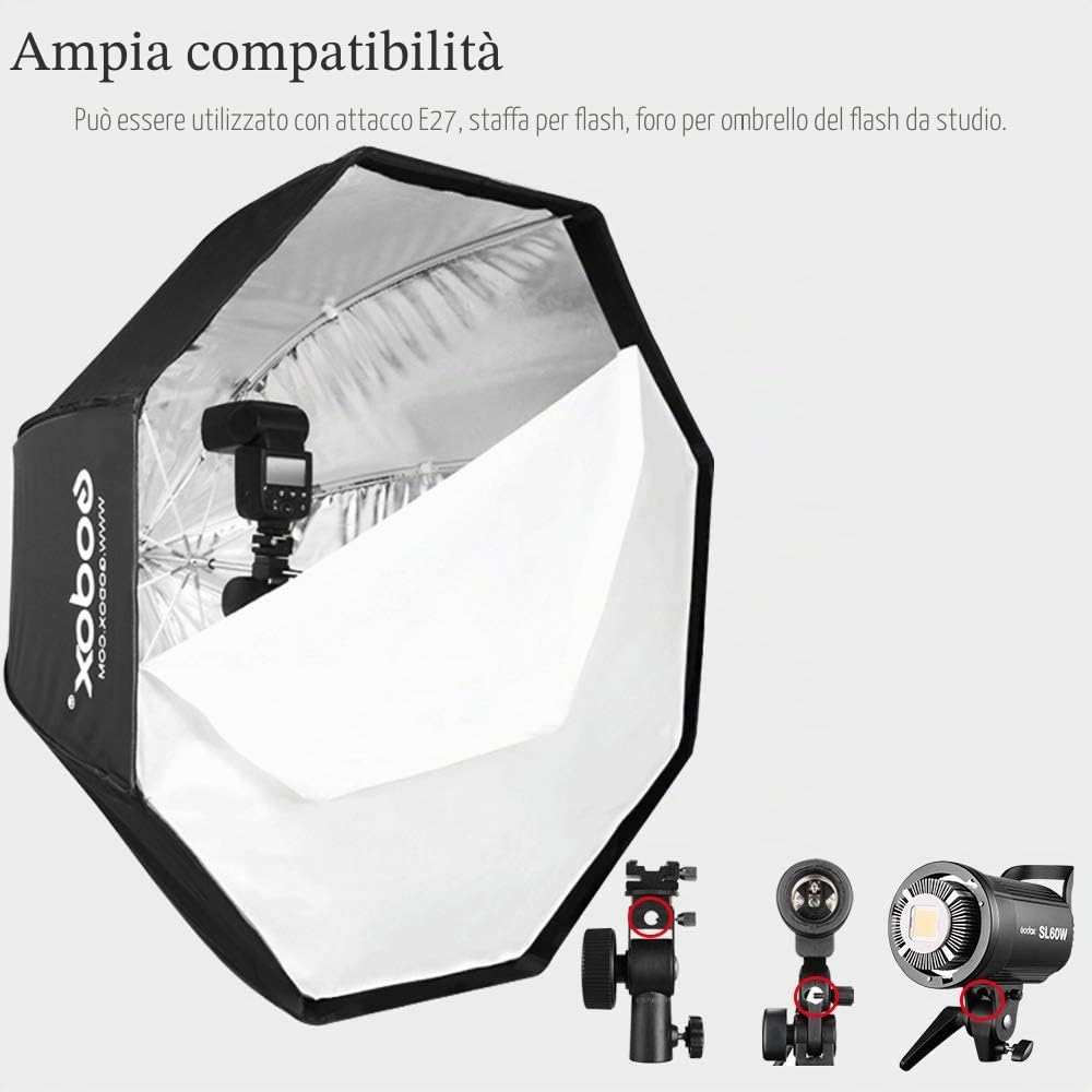 GODOX 80 cm / 31.5in Portatile Softbox Ottagonale Ombrello Riflettore per Studio Photography Speedlite Flash