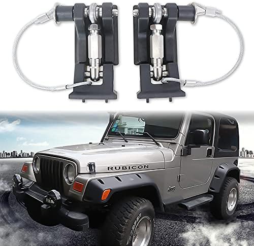 Sukemichi TJ Hood Latches for Jeep Wrangler, Locking Hood Latch for 1997-2006 Jeep Wrangler Upgrade, Eliminate Hood Flutter Bounce,1Pair