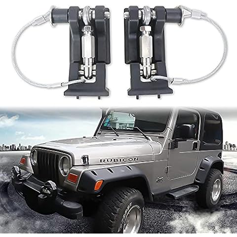 Sukemichi TJ Hood Latches for Jeep Wrangler, Locking Hood Latch for 1997-2006 Jeep Wrangler TJ Accessories, Upgrade, Eliminate Hood Flutter Bounce,1Pair Cover