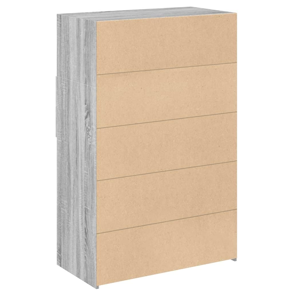 Highboard Sonoma gris 80 x 42,5 x 124 cm, armario de madera con cajones, espacio de almacenamiento versátil para salón, dormitorio