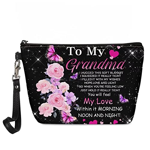 GIFTPUZZ Happy Mother's Day-Black Cosmetic Bag Wristlet Coin Purse Lightweight Handbag Leather Makeup Bag Zipper Credit Card Holder Easy Clean