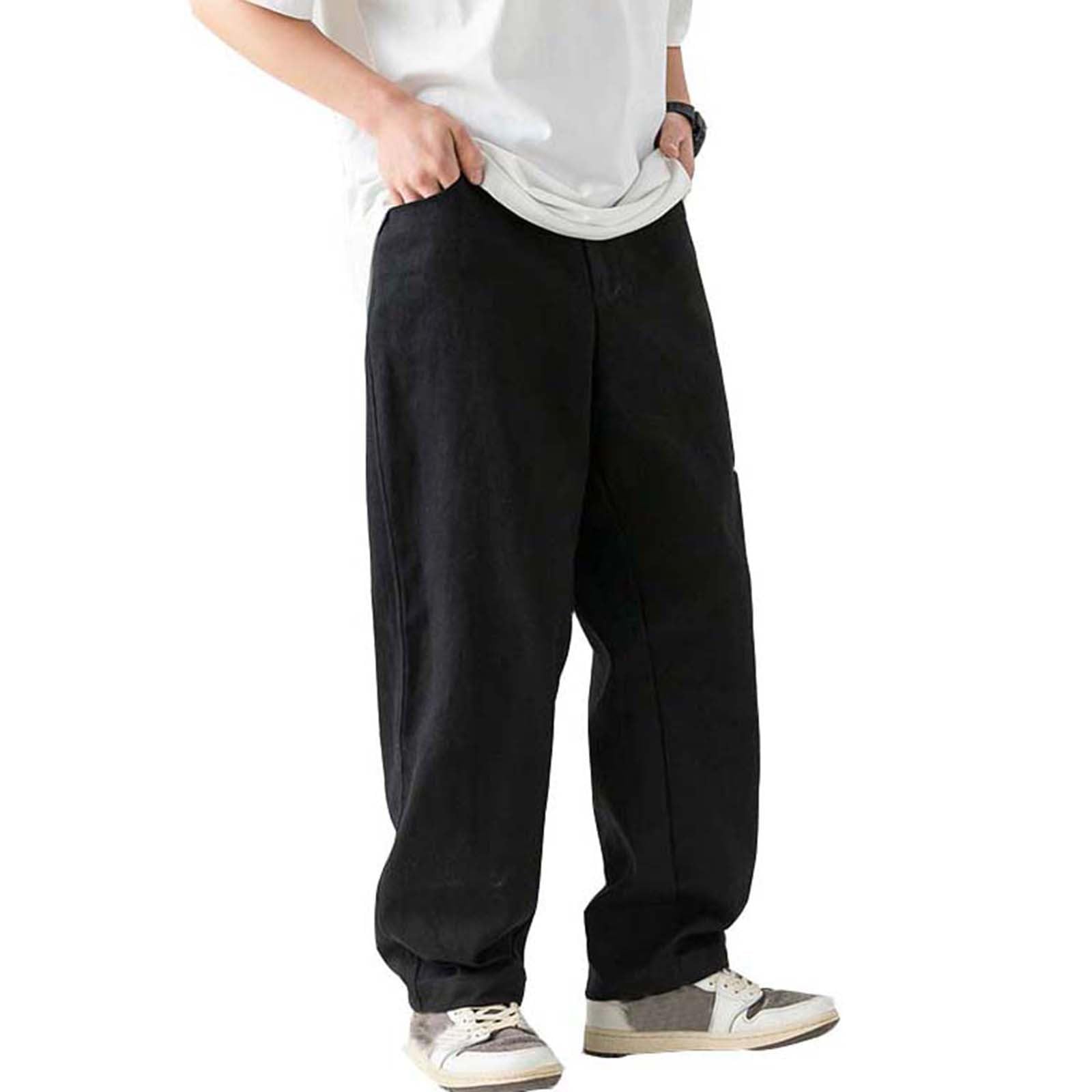 Generico Pantaloni Uomo Jogging,Pantaloni Lunghi Casual A Trama Larga da Uomo in Tinta Unita di Base