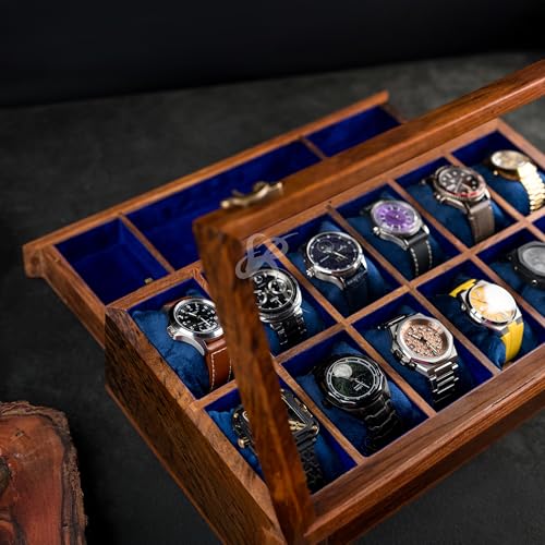 Image of Royal Craft Expertise Handmade Vintage Men's Wooden Watch Box with Drawer - Rosewood Watch Case for Men - Custom Timepice Holder & Gift for Him, Luxury Premium Watch Display Case