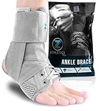 Z ATHLETICS Zenith Ankle Brace, Lace Up Adjustable Support – for Running, Basketball, Injury Recovery, Sprain! Ankle Support for Men, Women, and Children (Grey, Small)