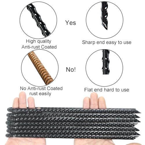 Image of 12 Inch Trampoline Wind Stakes Heavy Duty U Shaped Rebar Anchors