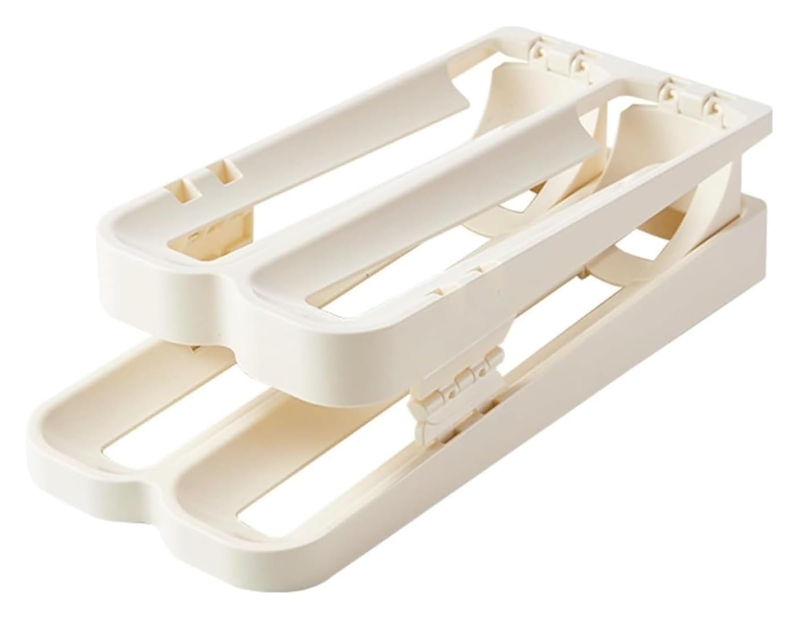 Eierhalter, Automatischer, faltbarer, herunterrollbarer Eierspender mit 2 Etagen for den Kühlschrank-Organizer