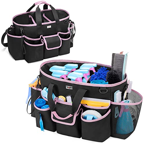 LoDird Cleaning Caddy Bag with 3 Compartments and Multifunctional Pockets