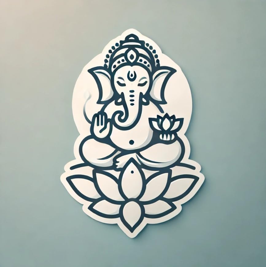 Minimalist Ganesha Laptop, Car, Water Bottle, Window Sticker - Modern Meditative Design - Waterproof Bumper Decal for Auto and Home (4)