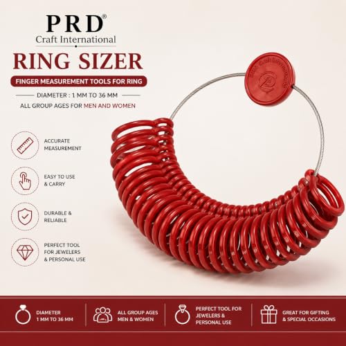 Image of Plastic Ring Sizer Measuring Tool | Finger Ring Size Gauge 1-36 | Adjustable Ring Size Checker for Men & Women | Lightweight Jewellery Measuring Tool for Home & Professional Use
