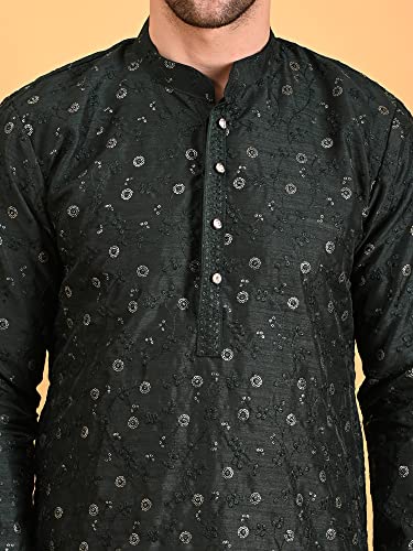 Image of Uri and MacKenzie Embroidery Silk Men's Kurta Pyjama Set