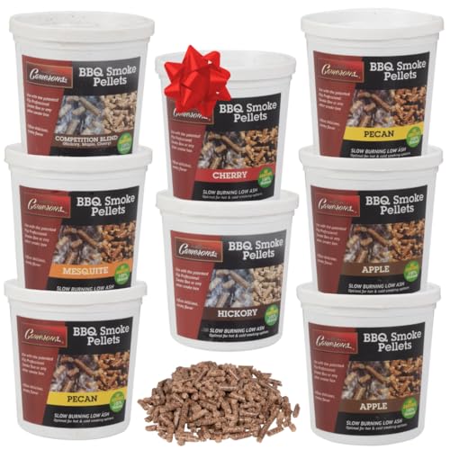 Camerons Smoking Wood Pellets (Apple, Cherry, Competition Blend, Hickory, Mesquite, Pecan) - 8 Pint Value Pack - 100% All Natural Wood for Smoker & Pellet Grill - BBQ Grilling Xmas Gift Set for Dad