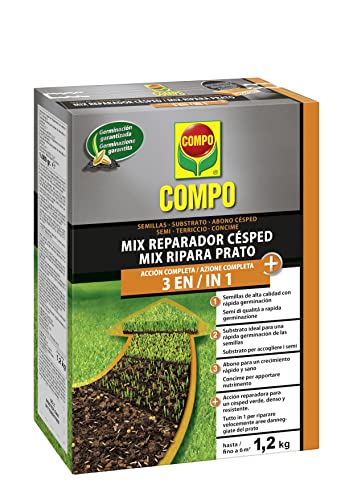 COMPO Mix Ripara Prato, Azione Completa 3 in 1, Semi, Terriccio e Concime, 1,2 kg
