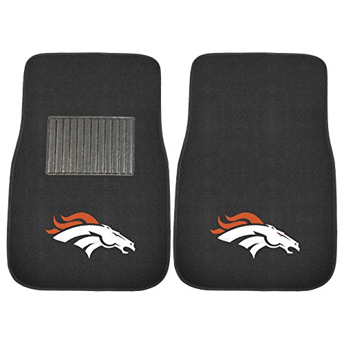 FANMATS 10348 NFL - Denver Broncos 2-pc Embroidered Car Mat Set | Black | 17x25.5 | Bronco Head Primary Logo