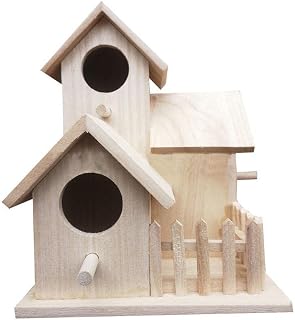 Wood Bird House Fence Garden Backyard Bird Cages Paintable Birdhouse Balcony Bird Decor Box W7U0 Feeding Cage Breeding